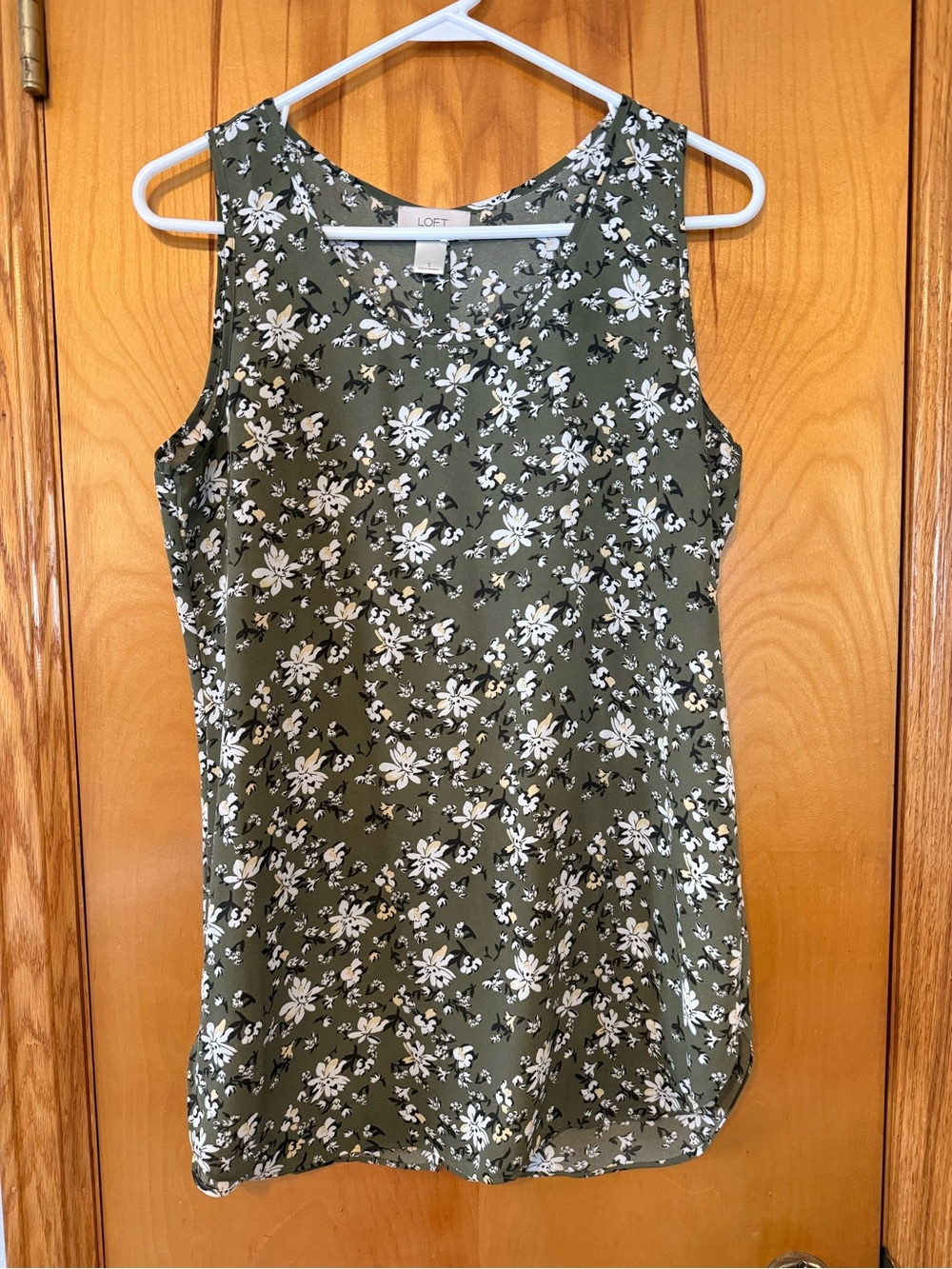 LOFT Olive Green Floral Sleeveless Tank
